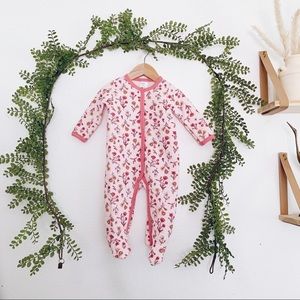 Little Beginning’s Pink Quilted Floral Footie Pajama Onesie